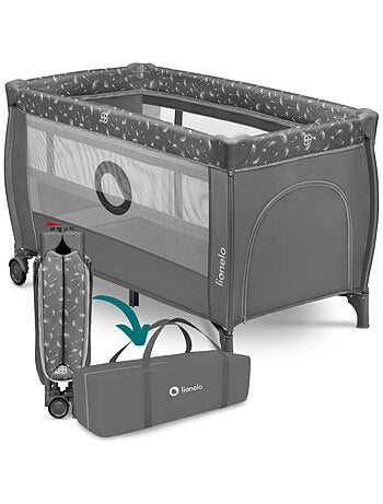 2-in-1 reisbedje LIONELO Stefi Plus – Babybox – Matras met hoge dichtheid – Wieltjes – 0-36 maanden