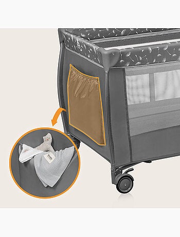 2-in-1 reisbedje LIONELO Stefi Plus – Babybox – Matras met hoge dichtheid – Wieltjes – 0-36 maanden