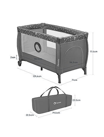 2-in-1 reisbedje LIONELO Stefi Plus – Babybox – Matras met hoge dichtheid – Wieltjes – 0-36 maanden