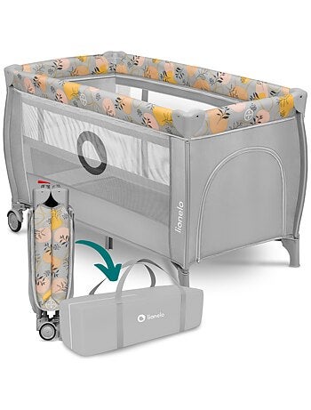 2-in-1 reisbedje LIONELO Stefi Plus – Babybox – Matras met hoge dichtheid – Wieltjes – 0-36 maanden