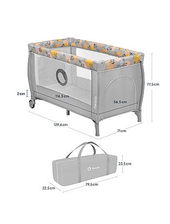 2-in-1 reisbedje LIONELO Stefi Plus – Babybox – Matras met hoge dichtheid – Wieltjes – 0-36 maanden