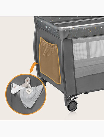 2-in-1 reisbedje LIONELO Stefi Plus – Babybox – Matras met hoge dichtheid – Wieltjes – 0-36 maanden