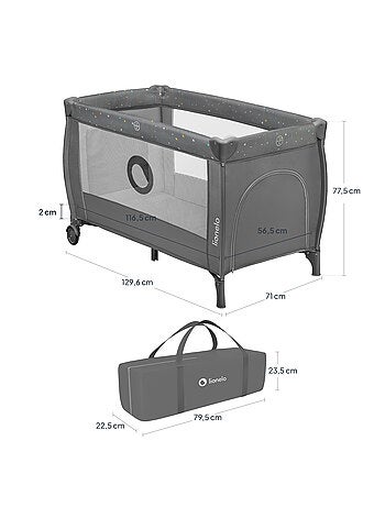 2-in-1 reisbedje LIONELO Stefi Plus – Babybox – Matras met hoge dichtheid – Wieltjes – 0-36 maanden