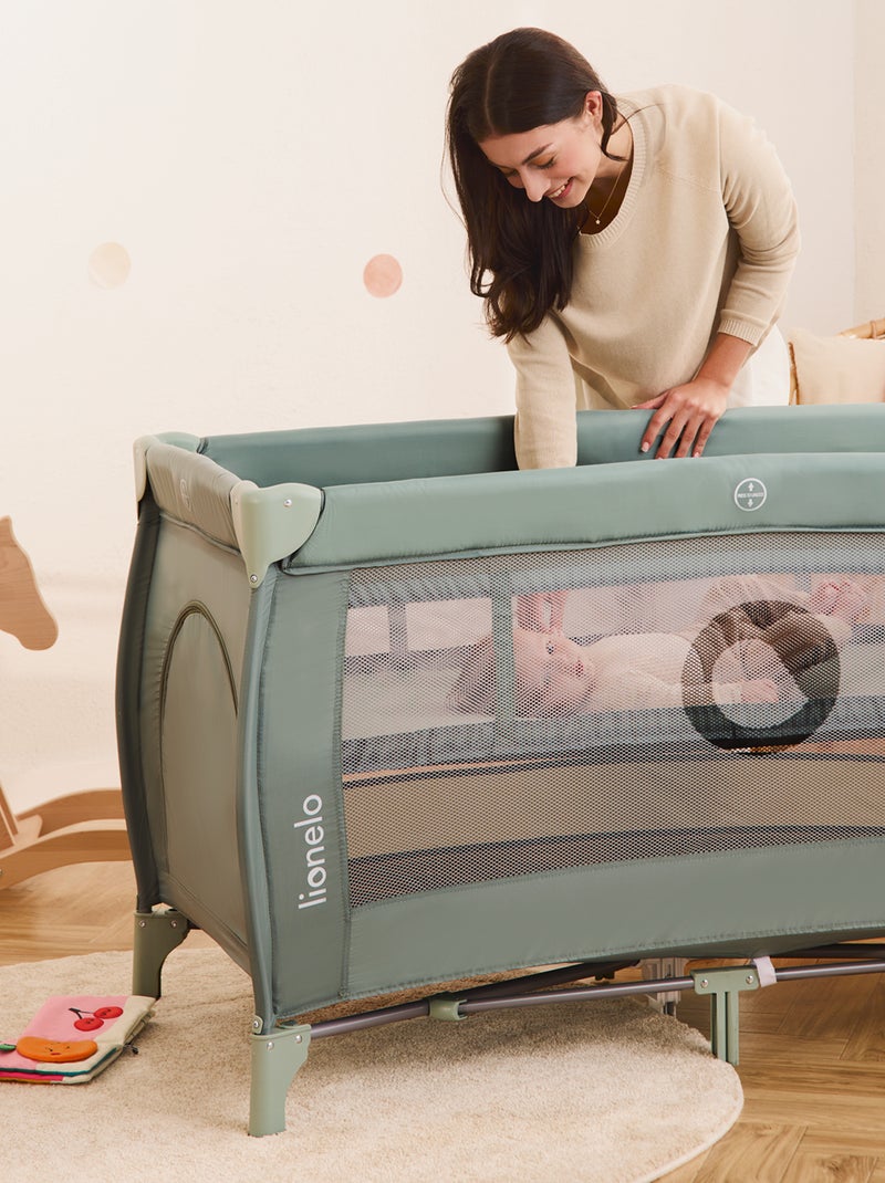 2-in-1 reisbedje LIONELO Stefi Plus – Babybox – Matras met hoge dichtheid – Wieltjes – 0-36 maanden Groen - Kiabi
