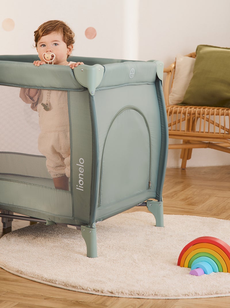 2-in-1 reisbedje LIONELO Stefi Plus – Babybox – Matras met hoge dichtheid – Wieltjes – 0-36 maanden Groen - Kiabi