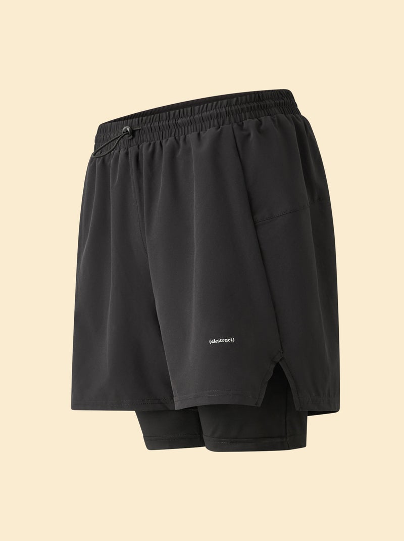 2-in-1 sportshort - (ekstract) Zwart - Kiabi