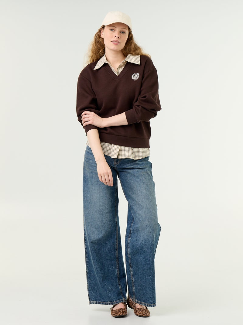 2-in-1 sweaterblouse Bruin - Kiabi