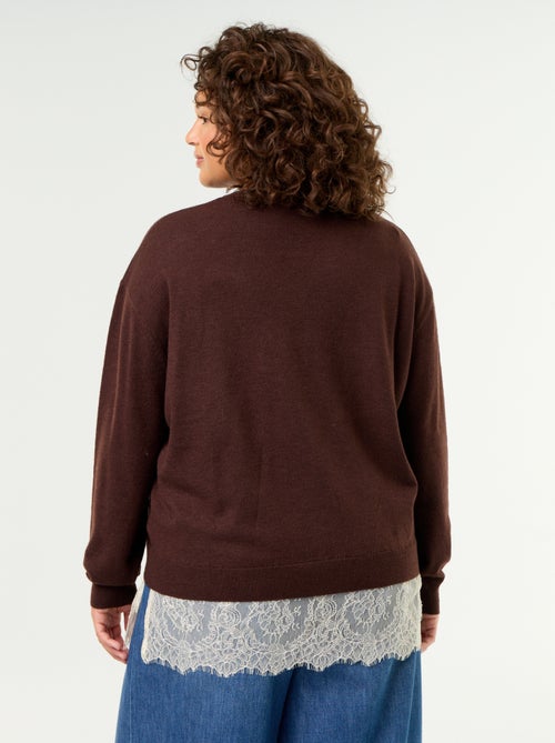2-in-1 trui met gemengde wol en kant - Kiabi 2-in-1 trui met gemengde wol en kant - Kiabi