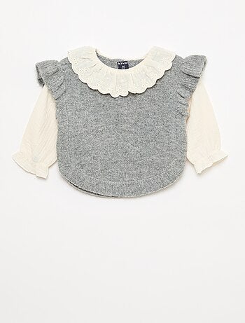 2-in-1 trui met kanten kraagje