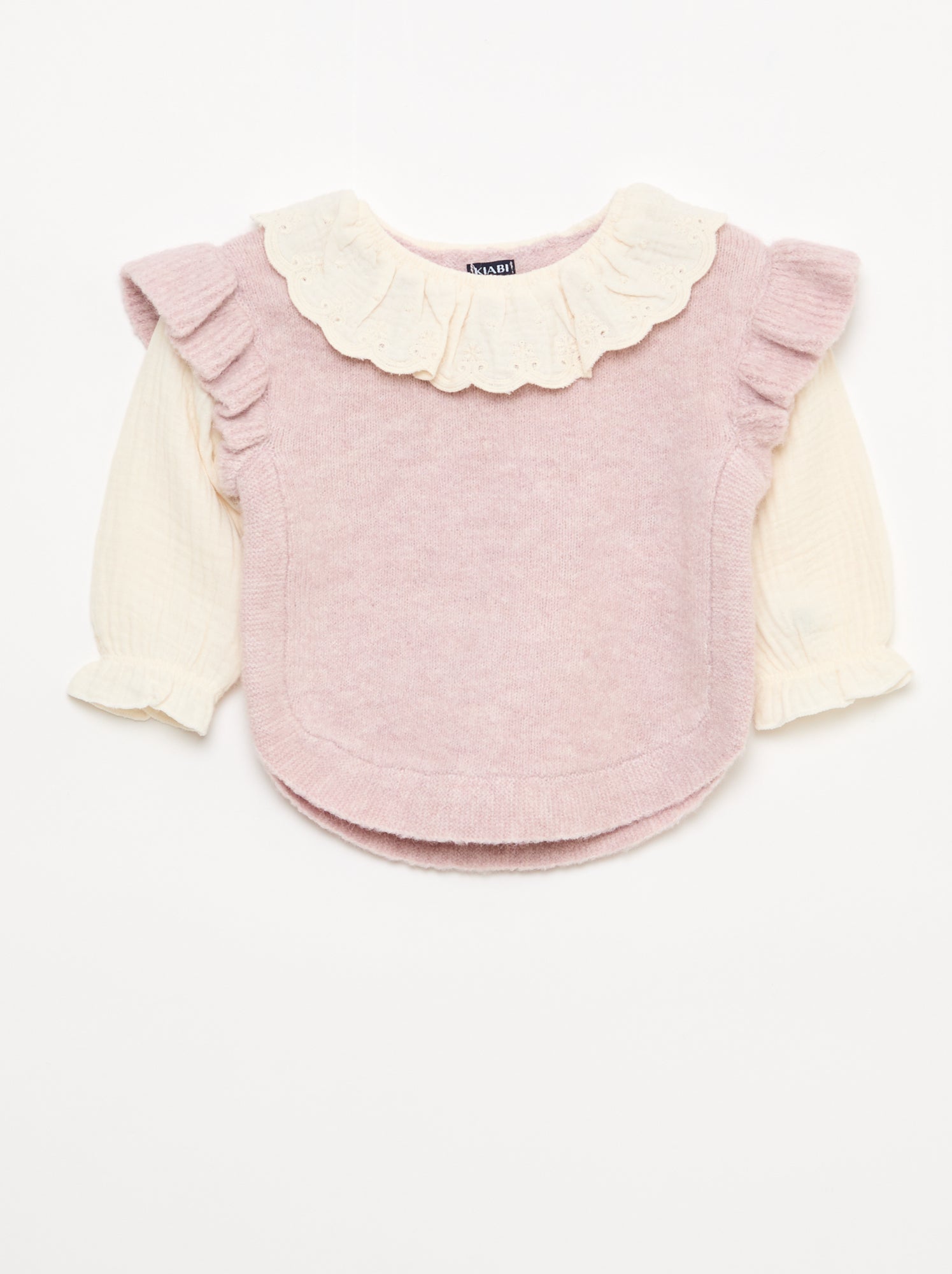 2-in-1 trui met kanten kraag