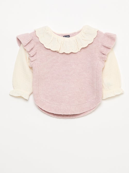 2-in-1 trui met kanten kraag - Kiabi