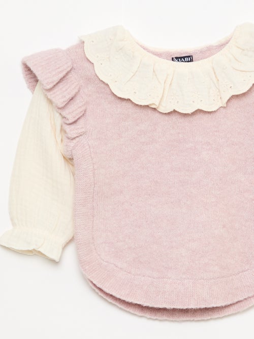 2-in-1 trui met kanten kraag - Kiabi