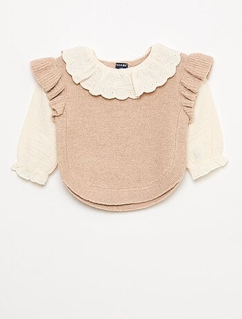 2-in-1 trui met kanten kraagje