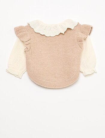 2-in-1 trui met kanten kraagje