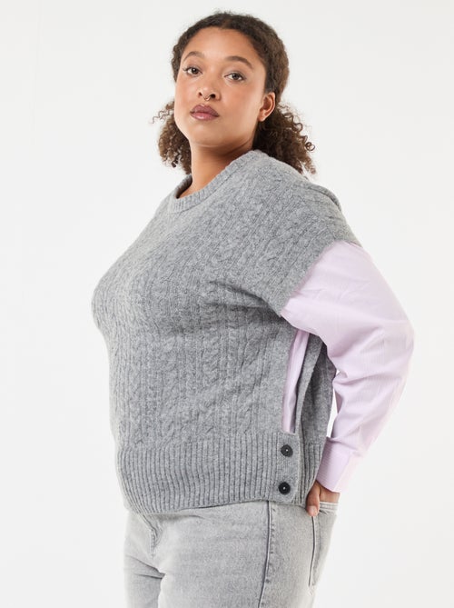 2-in-1 trui met overhemddetail - Kiabi