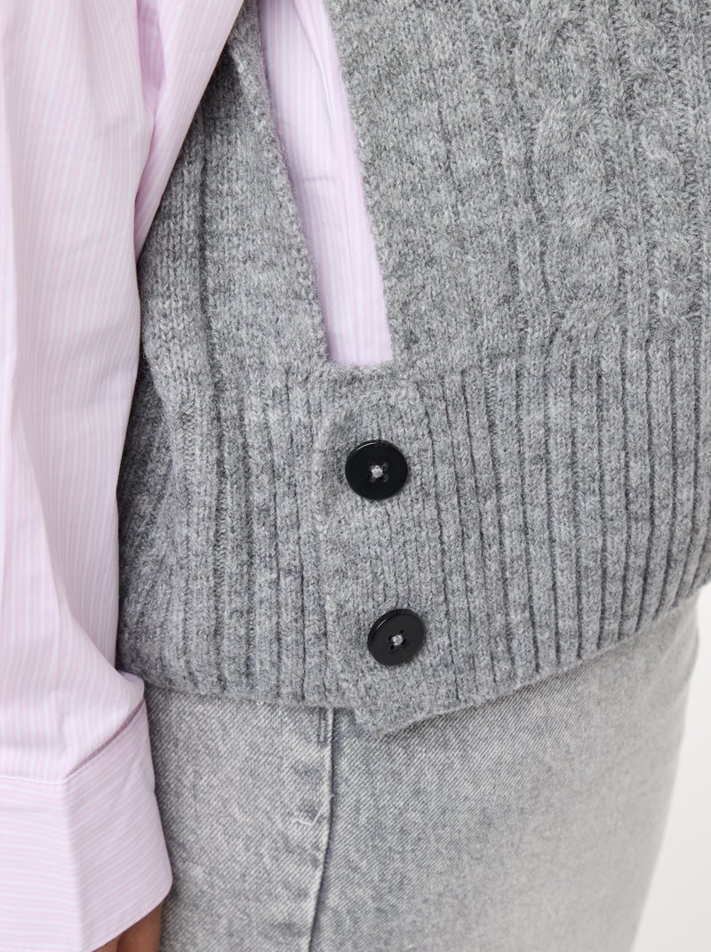 2-in-1 trui met overhemddetail Grijs - Kiabi