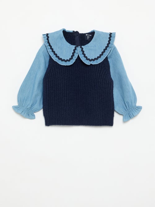 2-in-1 trui met Peter Pan-kraag - Kiabi