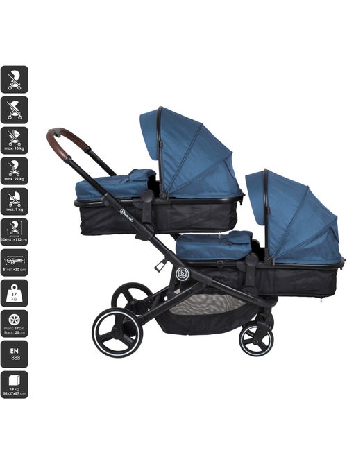2-in-1-tweelingwagen Twinner, ook geschikt als kinderwagen voor broertjes en zusjes – babyGO - Kiabi 2-in-1-tweelingwagen Twinner, ook geschikt als kinderwagen voor broertjes en zusjes – babyGO - Kiabi