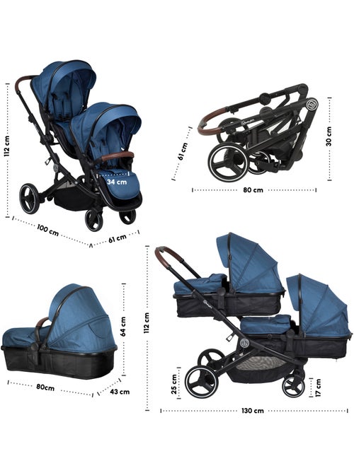 2-in-1-tweelingwagen Twinner, ook geschikt als kinderwagen voor broertjes en zusjes – babyGO - Kiabi 2-in-1-tweelingwagen Twinner, ook geschikt als kinderwagen voor broertjes en zusjes – babyGO - Kiabi