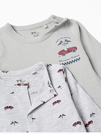 2 katoenen babypakjes met autoprints