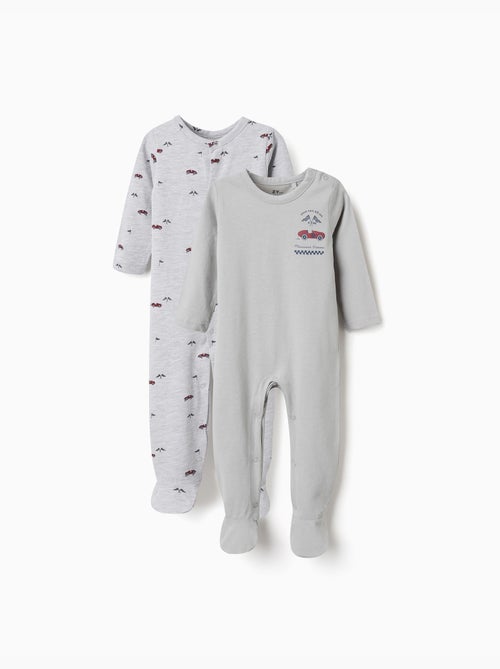 2 Katoenen babypakjes met autoprints - Kiabi