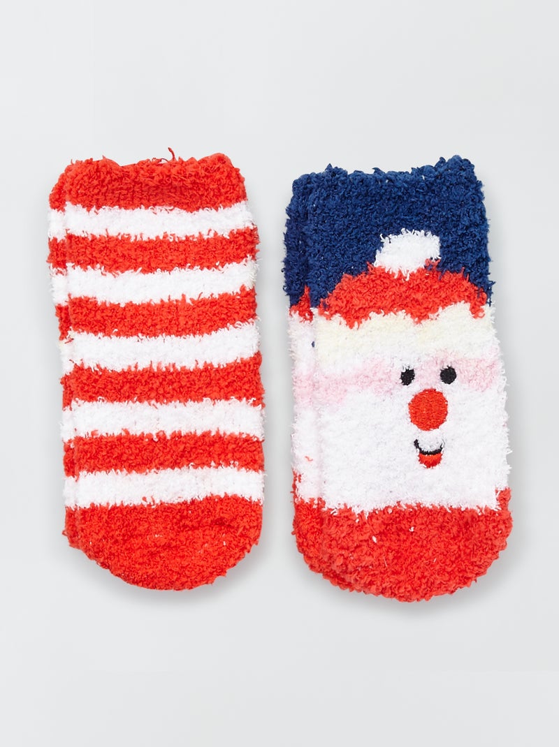 2 paar kerstsokken rood / wit - Kiabi
