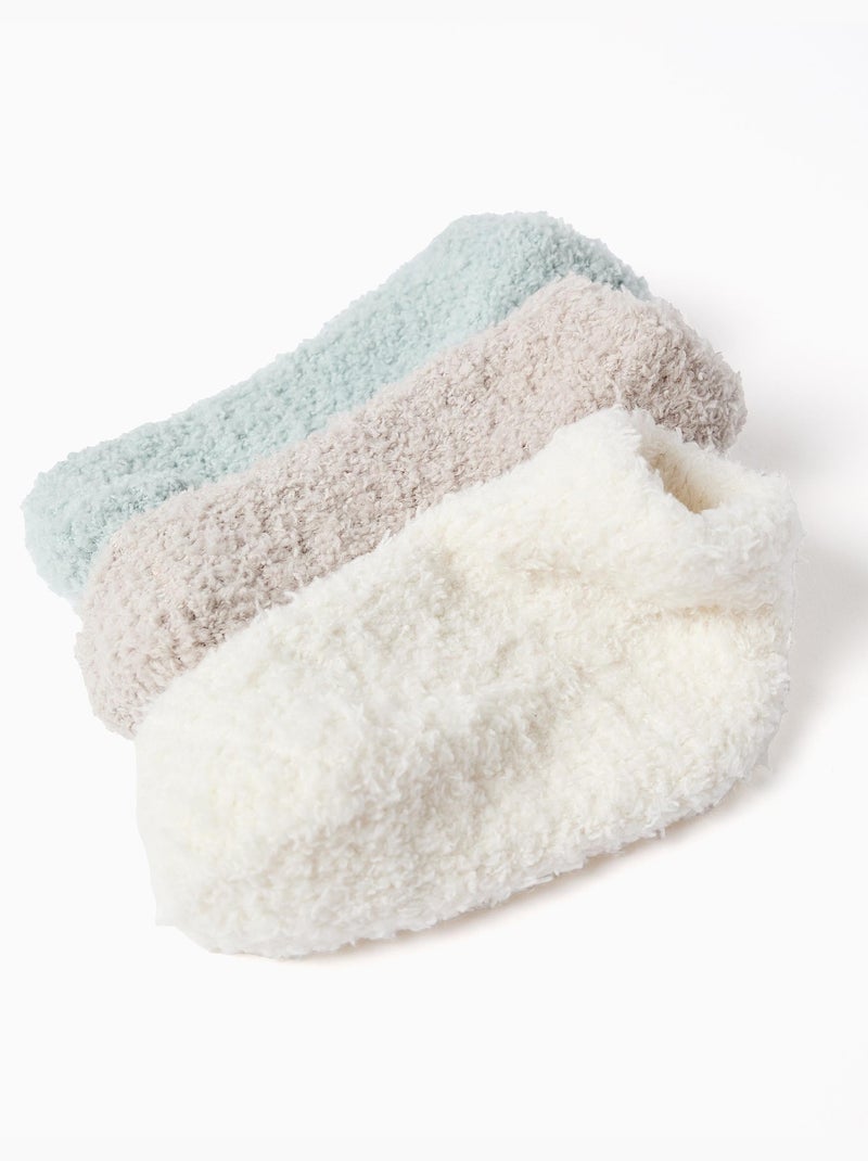 2 paires de chaussettes en chenille Blanc Beige - Kiabi