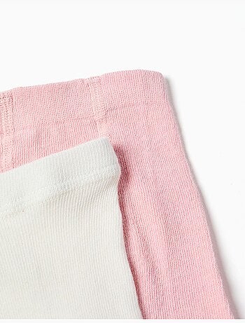 2 paires de collants côtelés/jacquard