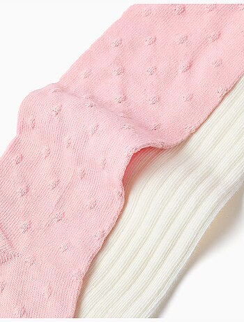 2 paires de collants côtelés/jacquard