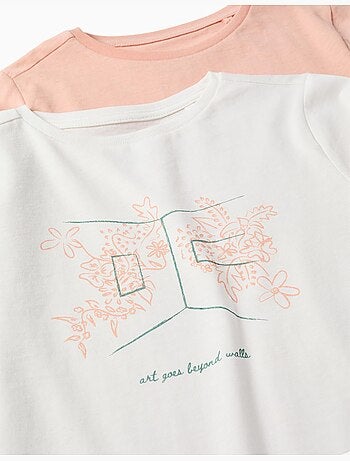 2 T-shirts met lange mouwen met kunstprints