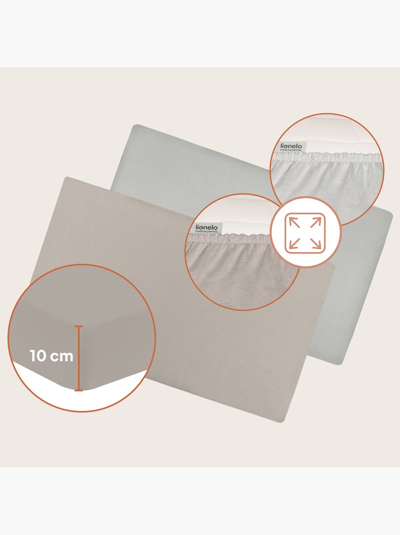 2 x Bamboe hoeslakens voor babybedje – LIONELO – Reisbedje – 120 x 60 cm – Universeel Beige/Wit - Kiabi