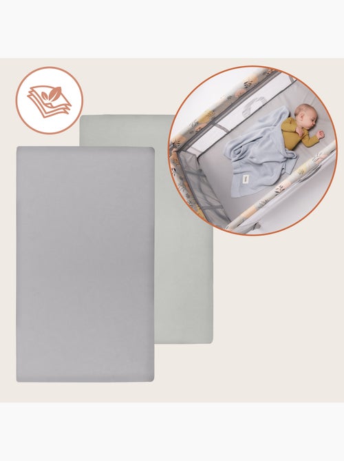 2 x Bamboe hoeslakens voor babybedje – LIONELO – Reisbedje – 120 x 60 cm – Universeel - Kiabi