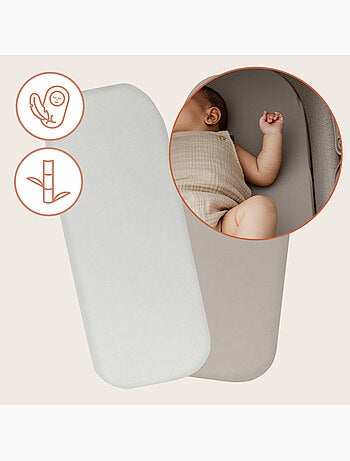 2 x Bamboe hoeslakens voor reiswieg – LIONELO – Universeel – 70 x 30 cm