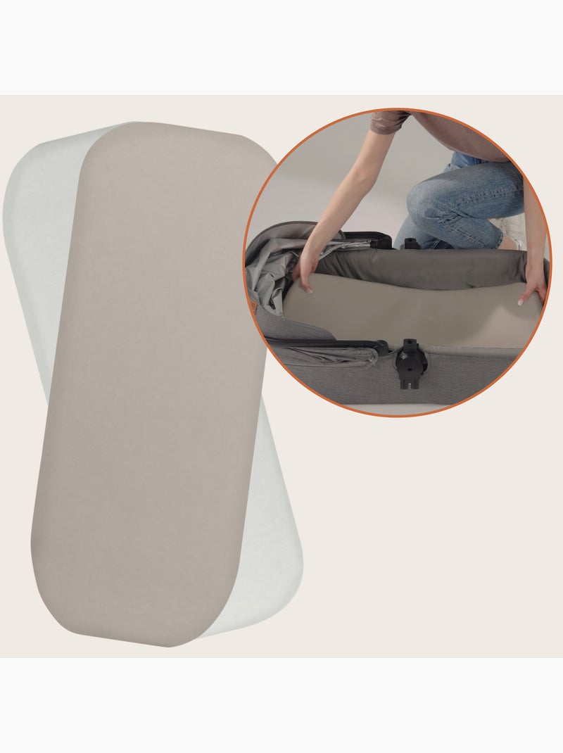 2 x Bamboe hoeslakens voor reiswieg – LIONELO – Universeel – 70 x 30 cm Beige/Wit - Kiabi