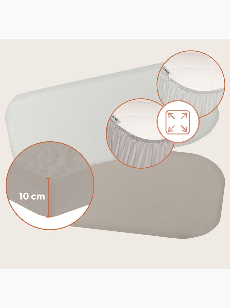 2 x Bamboe hoeslakens voor reiswieg – LIONELO – Universeel – 70 x 30 cm Beige/Wit - Kiabi