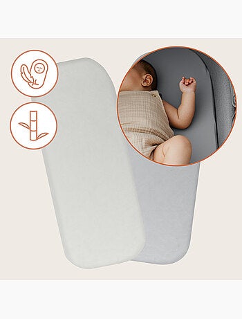 2 x Bamboe hoeslakens voor reiswieg – LIONELO – Universeel – 70 x 30 cm