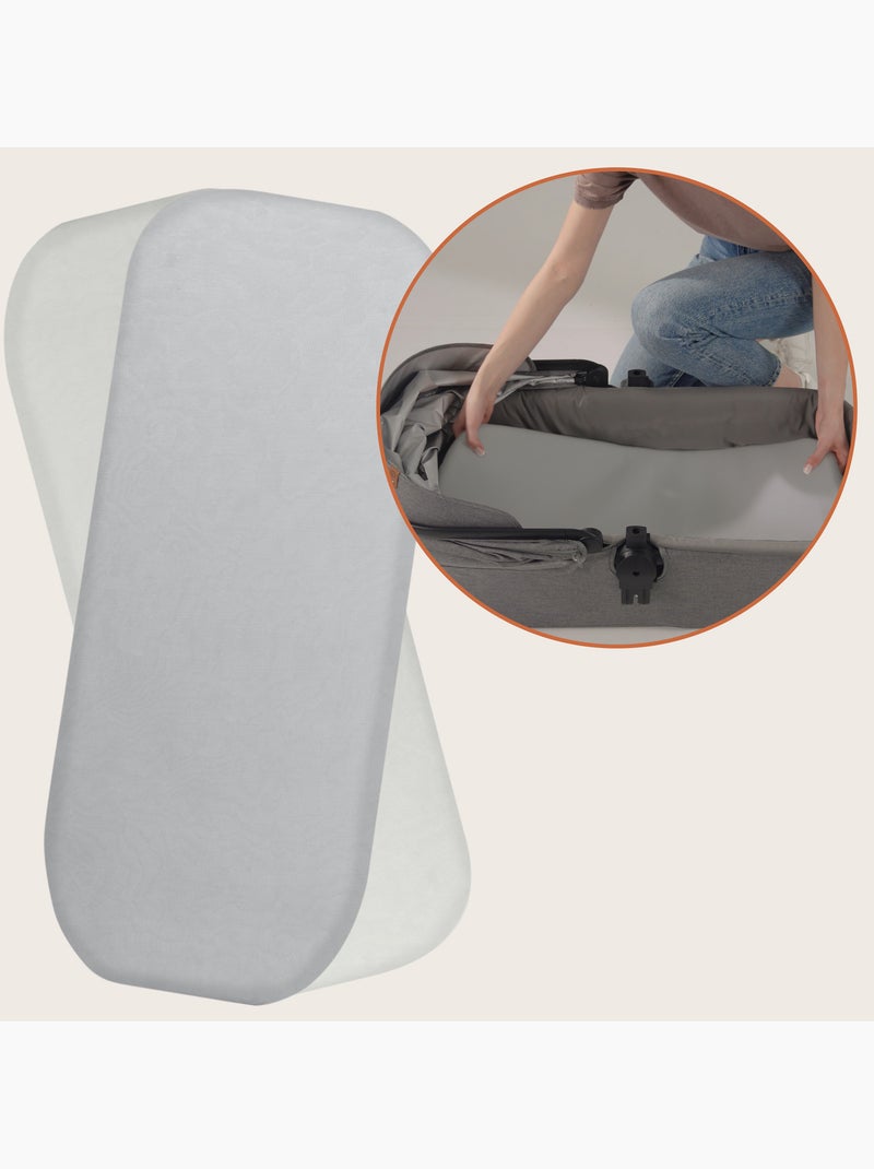 2 x Bamboe hoeslakens voor reiswieg – LIONELO – Universeel – 70 x 30 cm Grijs Wit - Kiabi