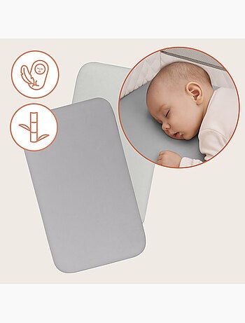 2 x Drap housse bambou pour lit bébé - LIONELO - Cododo et Berceau - 80 x 40 cm - Universelle