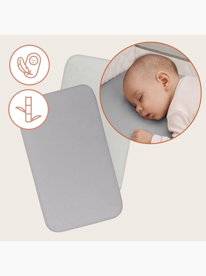 2 x Drap housse bambou pour lit bébé - LIONELO - Cododo et Berceau - 80 x 40 cm - Universelle Gris Blanc - Kiabi