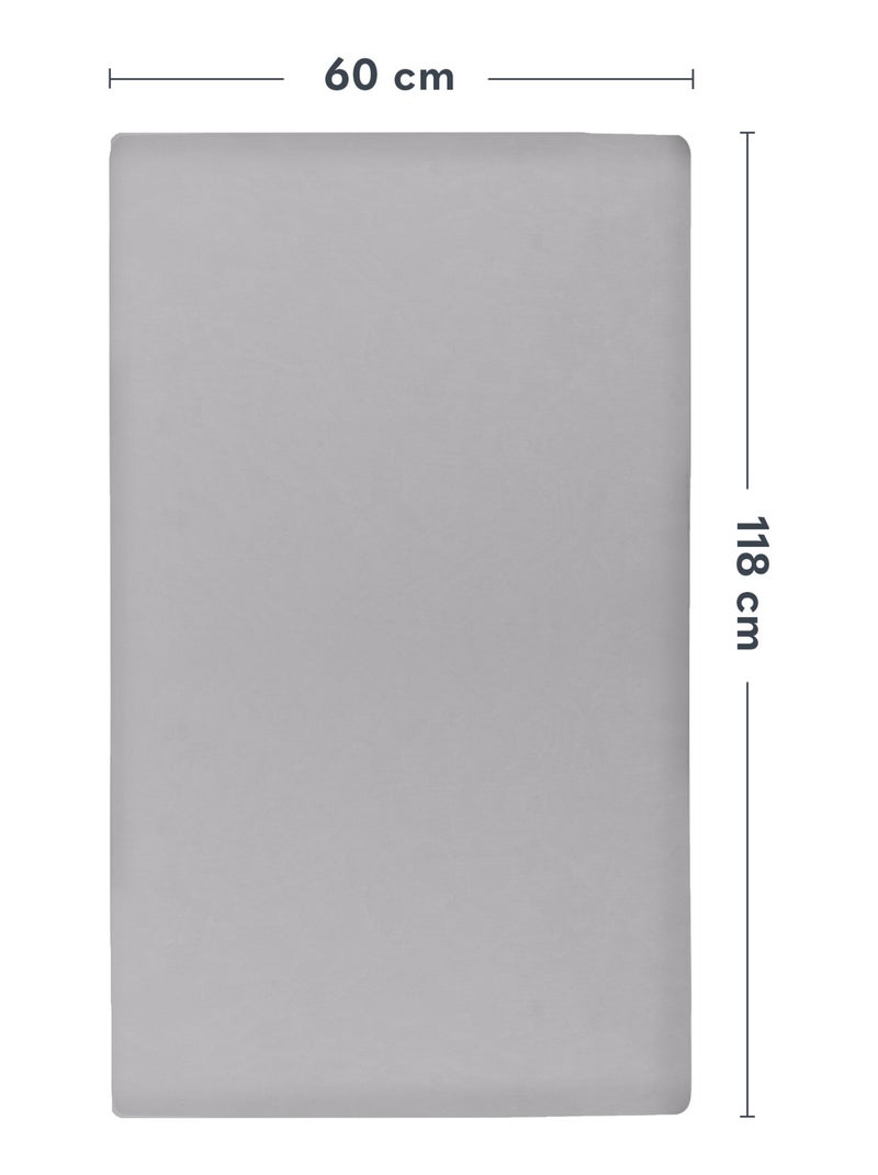 2 x Drap housse bambou pour lit bébé - LIONELO - Lit parapluie - 120 x 60 cm - Universelle Gris Blanc - Kiabi