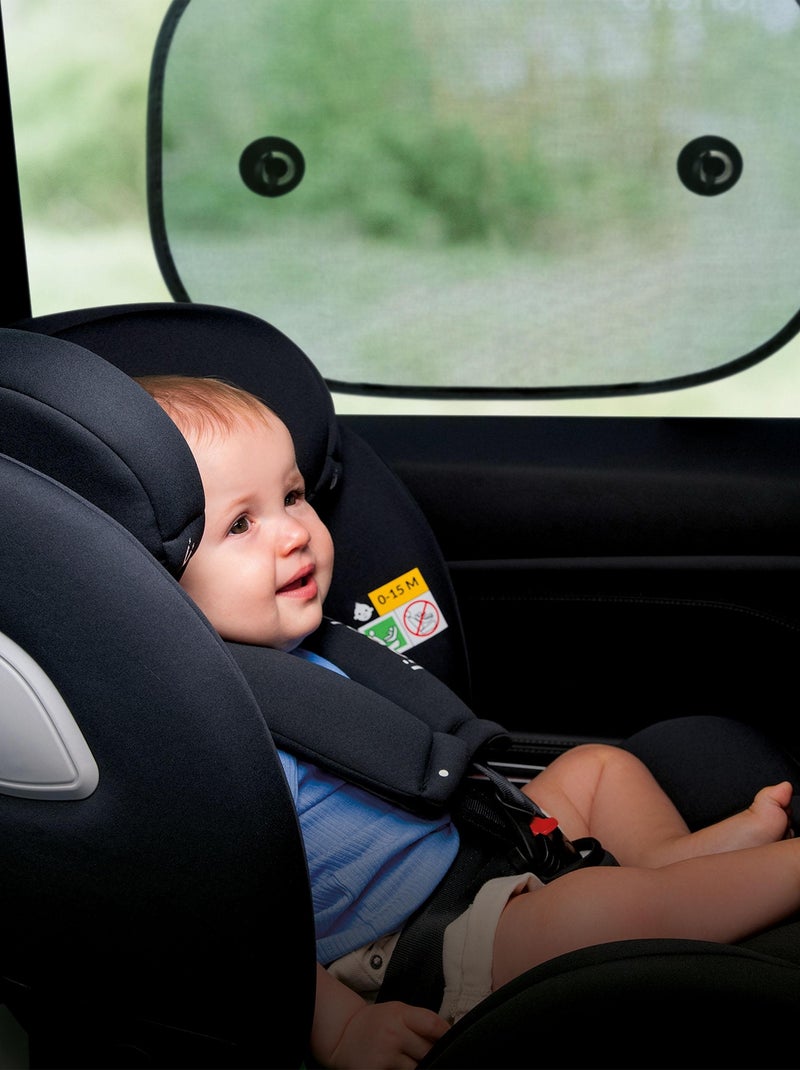 2 x Zonneschermen voor de auto 44 x 38 cm – LIONELO – Universeel voor kinderen – UV-bescherming Zwart - Kiabi