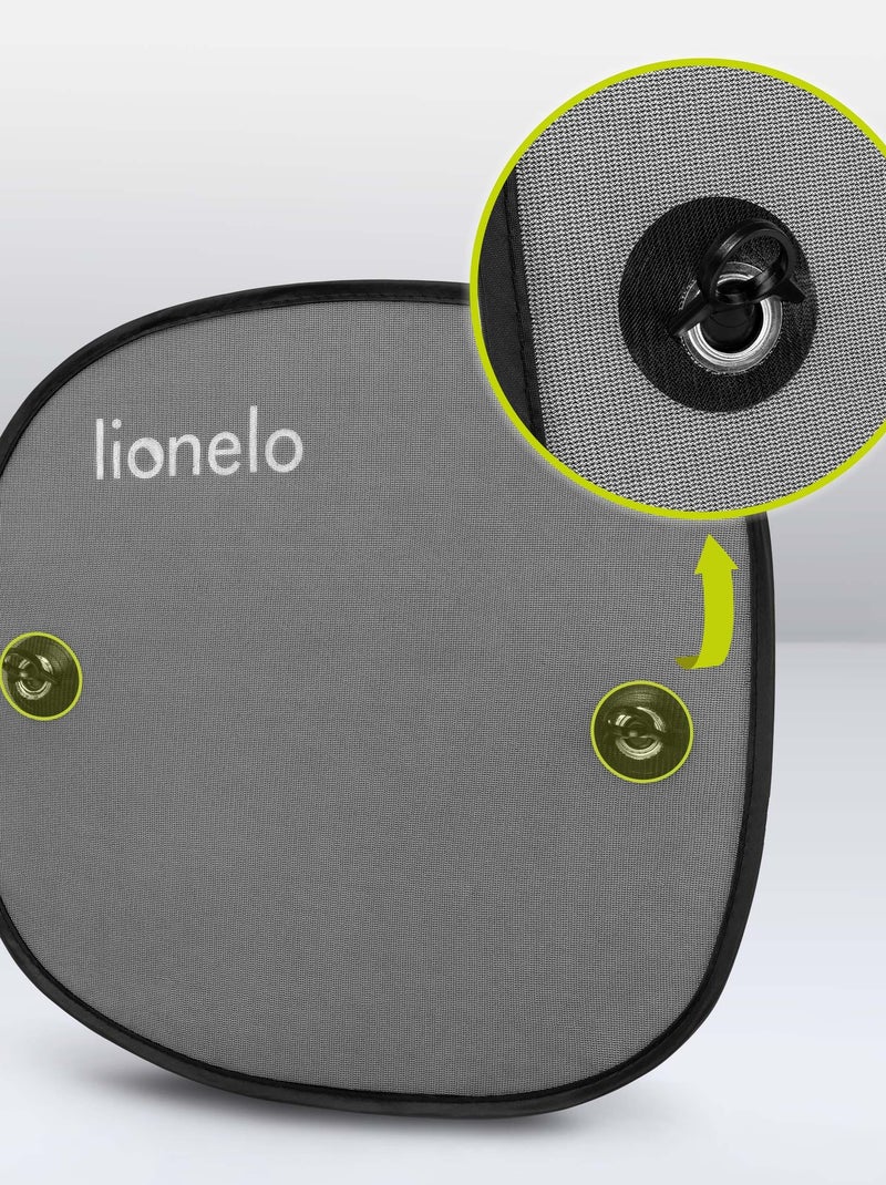 2 x Zonneschermen voor de auto 44 x 38 cm – LIONELO – Universeel voor kinderen – UV-bescherming Zwart - Kiabi