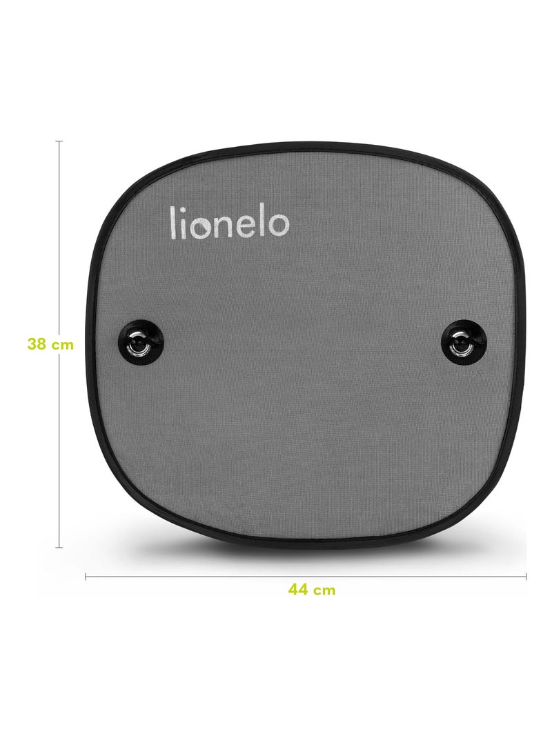 2 x Zonneschermen voor de auto 44 x 38 cm – LIONELO – Universeel voor kinderen – UV-bescherming Zwart - Kiabi