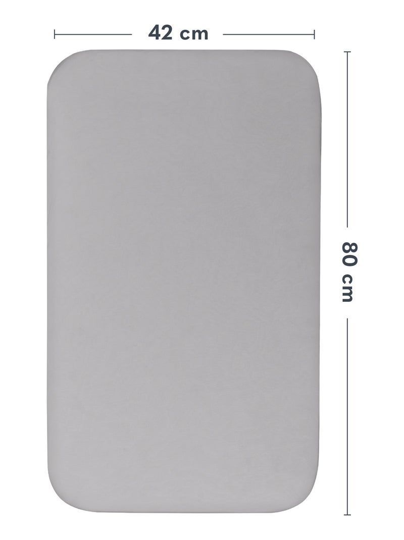 2x Bamboe Hoeslaken LIONELO - Babywieg en Co-Sleeper - 80x40 cm - Universeel Grijs Wit - Kiabi