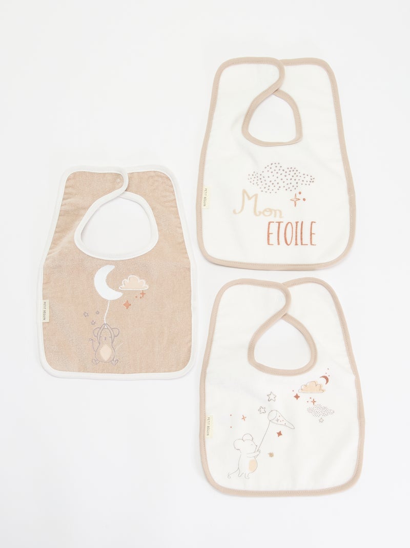 3 bavoirs imprimés Beige - Kiabi