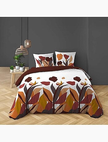 3-delige beddenset van 100% katoen met bloemenprint: dekbedovertrek + kussenslopen