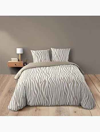 3-delige beddenset van 100% katoen met zebraprint: dekbedovertrek + kussenslopen