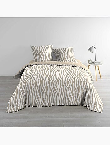 3-delige beddenset van 100% katoen met zebraprint: dekbedovertrek + kussenslopen