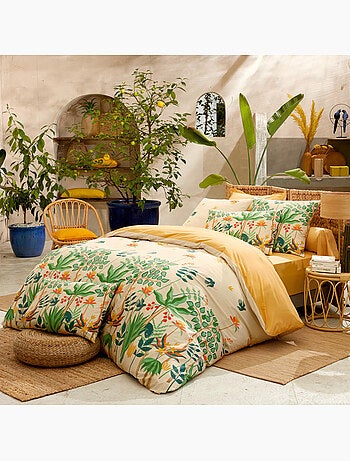 3-delige bedlinnenset 80 thread count tropisch perkaal katoen overtrek + kussenslopen