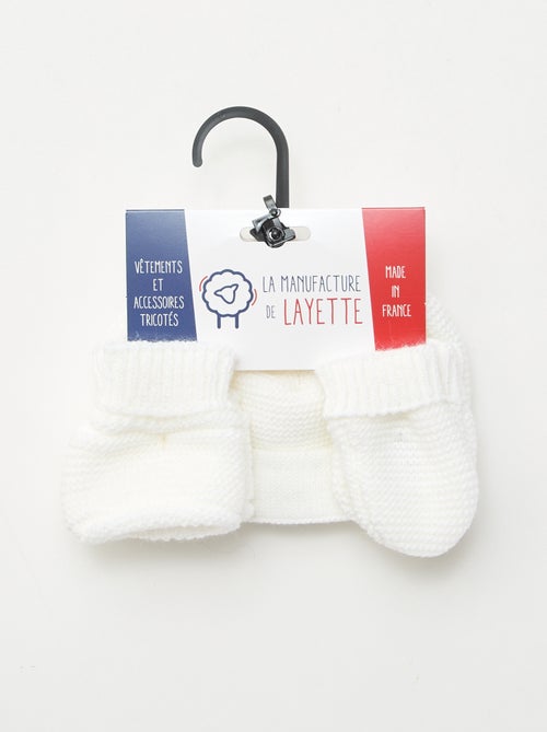 3-delige geboorteset muts + wanten + slofjes van jerseytricot 'Manufacture de Layette' - Kiabi
